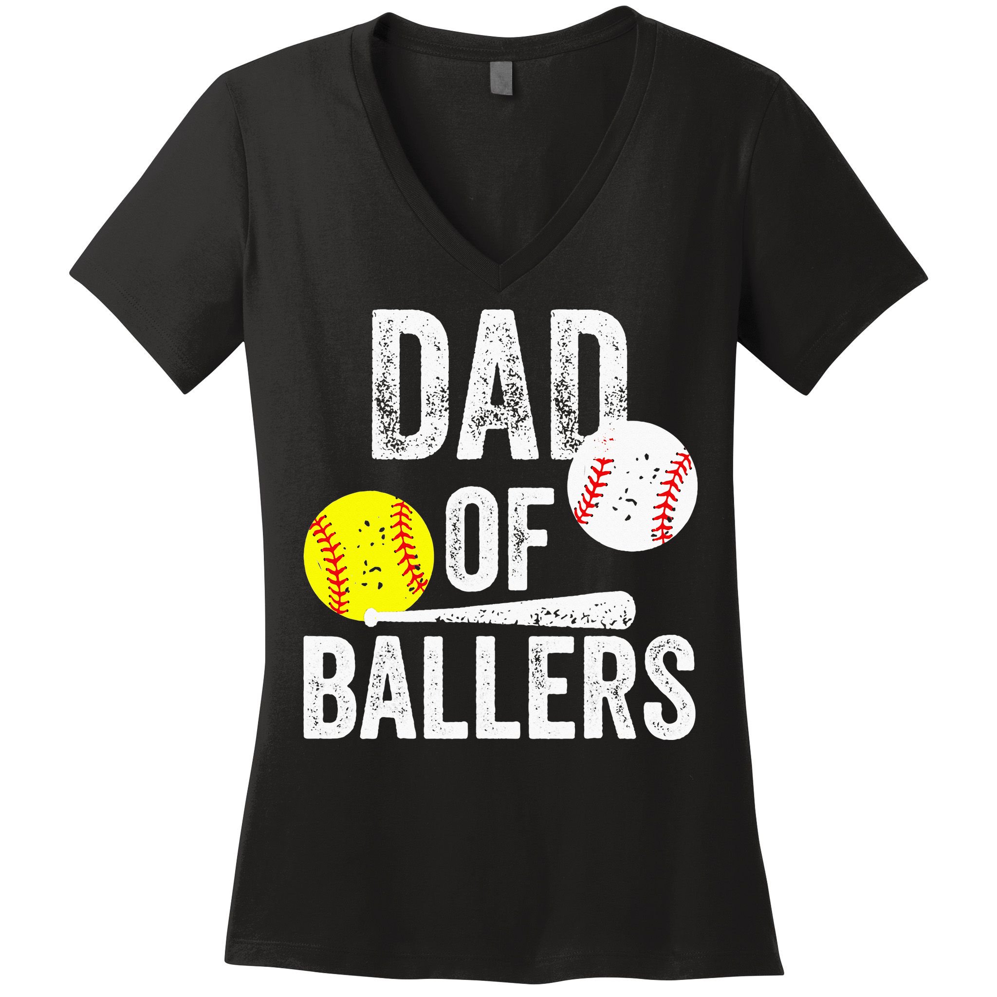 Funny Dad of Baseball and Softball Player Women's V-Neck T-Shirt