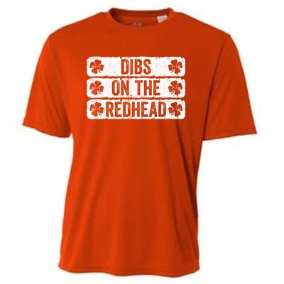 Funny Dibs On The Redhead For St Patricks Day Cooling Performance Crew T-Shirt