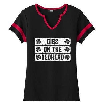 Funny Dibs On The Redhead For St Patricks Day Ladies Halftime Notch Neck Tee