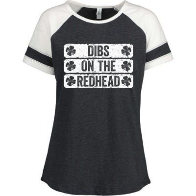 Funny Dibs On The Redhead For St Patricks Day Enza Ladies Jersey Colorblock Tee