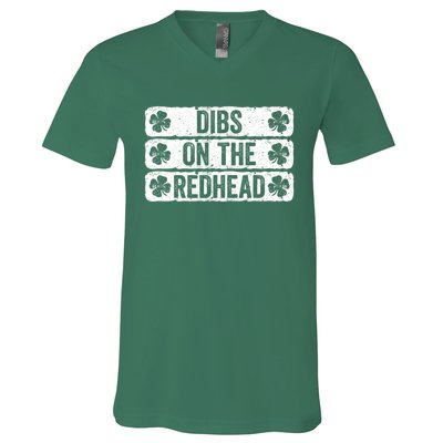 Funny Dibs On The Redhead For St Patricks Day V-Neck T-Shirt