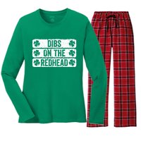 Funny Dibs On The Redhead For St Patricks Day Women's Long Sleeve Flannel Pajama Set 