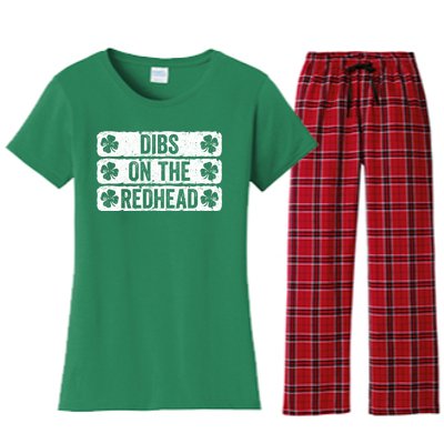 Funny Dibs On The Redhead For St Patricks Day Women's Flannel Pajama Set