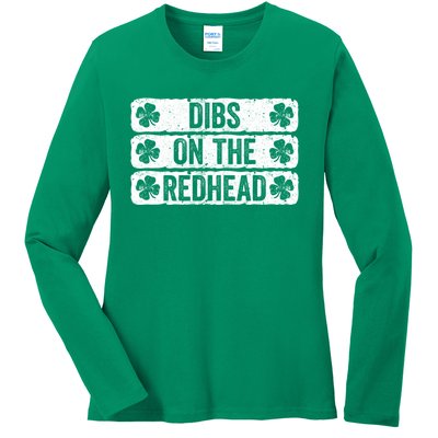 Funny Dibs On The Redhead For St Patricks Day Ladies Long Sleeve Shirt