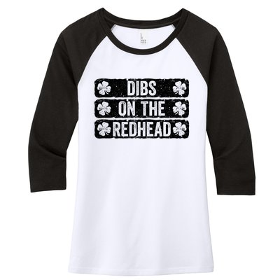 Funny Dibs On The Redhead For St Patricks Day Women's Tri-Blend 3/4-Sleeve Raglan Shirt