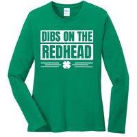 Funny Dibs On The Redhead For St Patricks Day Ladies Long Sleeve Shirt