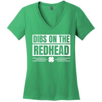 Funny Dibs On The Redhead For St Patricks Day Women's V-Neck T-Shirt