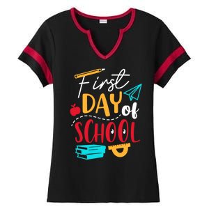 First Day Of School Cute Gift Ladies Halftime Notch Neck Tee