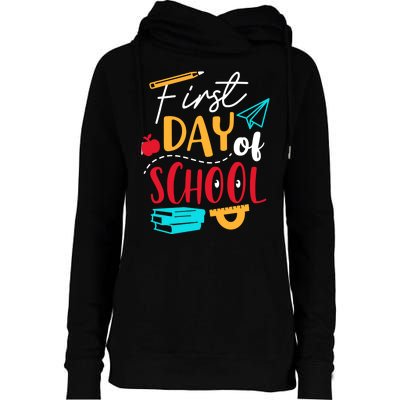 First Day Of School Cute Gift Womens Funnel Neck Pullover Hood