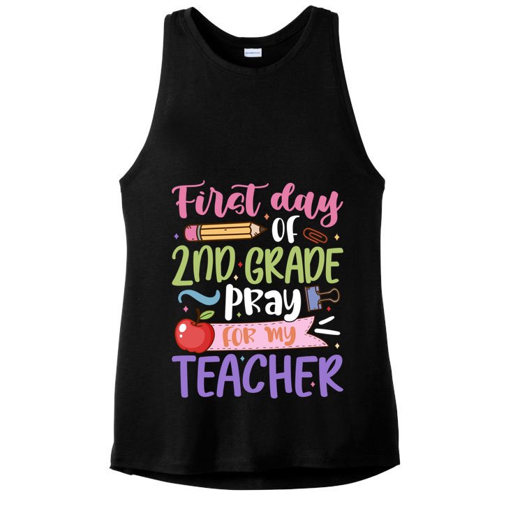 First Day Of 2Nd Grade Pray For My Teacher Second Grade Cute Gift Ladies PosiCharge Tri-Blend Wicking Tank