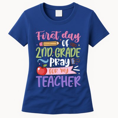 First Day Of 2Nd Grade Pray For My Teacher Second Grade Cute Gift Womens T-Shirt