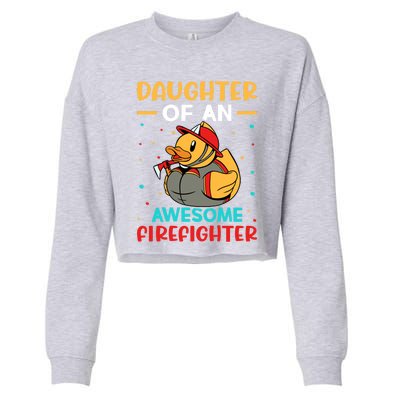 Firefighter: Daughter Of An Awesome Firefighter Cute Gift Cropped Pullover Crew