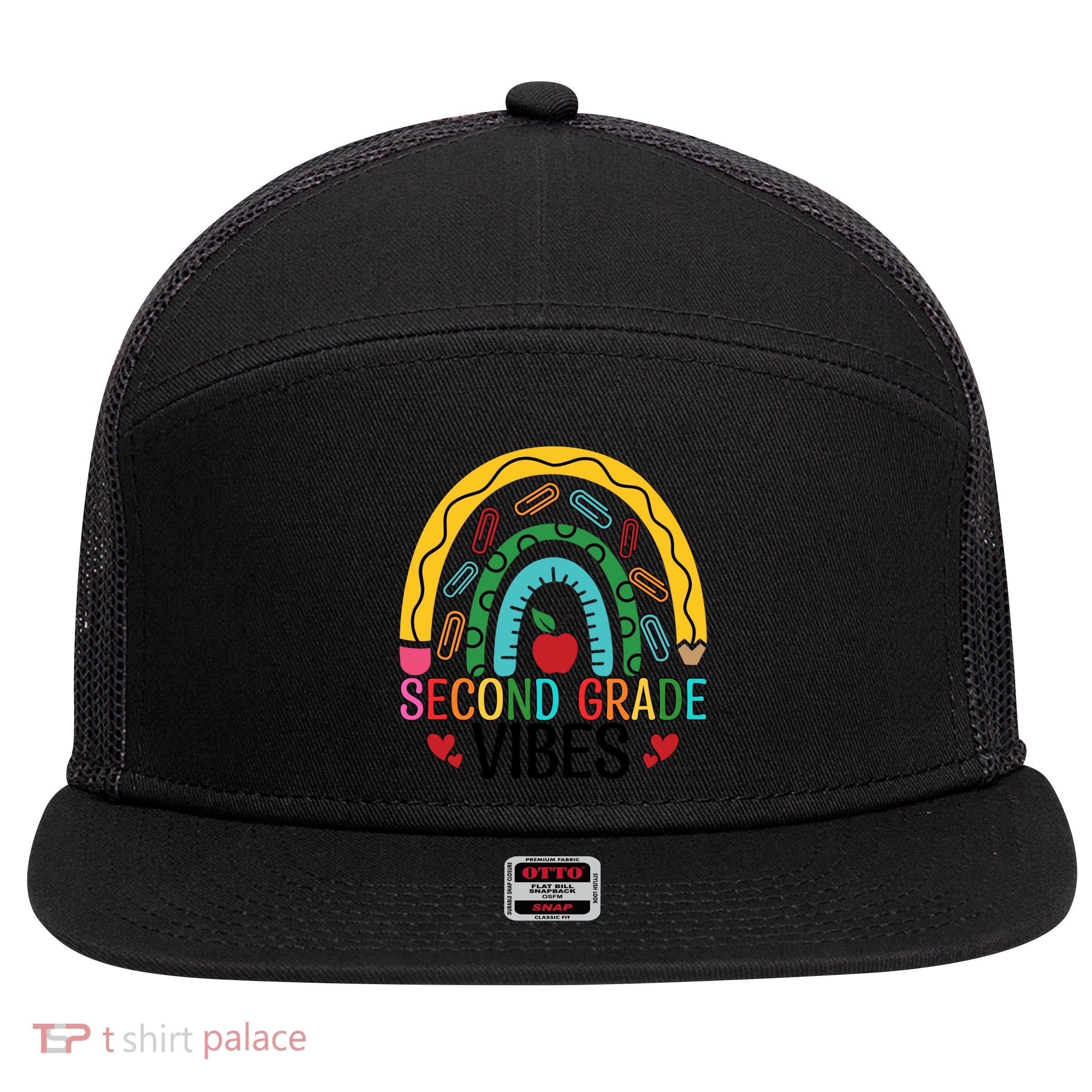 First Day Of 2Nd Grade Team Second Grade Vibes Rainbow Gift 7 Panel Mesh Trucker Snapback Hat