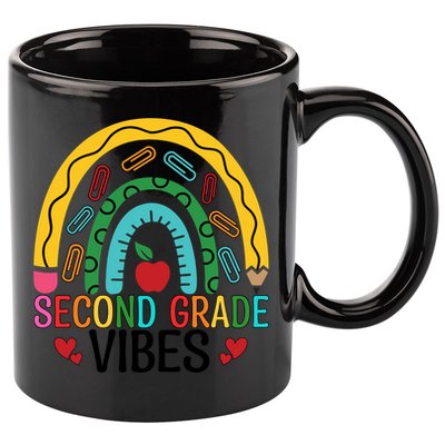 First Day Of 2Nd Grade Team Second Grade Vibes Rainbow Gift 11oz C Handle Ceramic Mug
