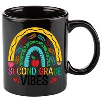 First Day Of 2Nd Grade Team Second Grade Vibes Rainbow Gift 11oz C Handle Ceramic Mug
