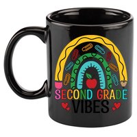 First Day Of 2Nd Grade Team Second Grade Vibes Rainbow Gift 11oz C Handle Ceramic Mug