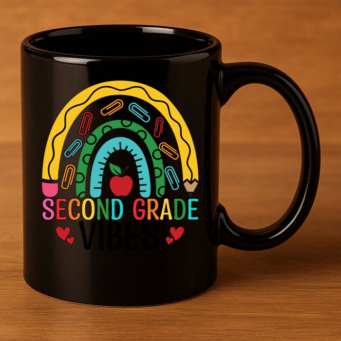 First Day Of 2Nd Grade Team Second Grade Vibes Rainbow Gift 11oz C Handle Ceramic Mug