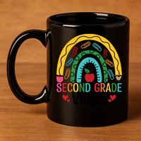 First Day Of 2Nd Grade Team Second Grade Vibes Rainbow Gift 11oz C Handle Ceramic Mug