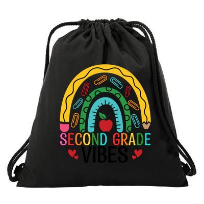 First Day Of 2Nd Grade Team Second Grade Vibes Rainbow Gift Drawstring Bag