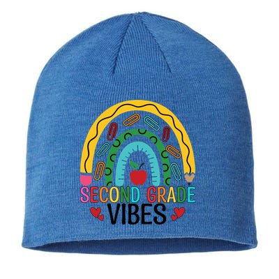 First Day Of 2Nd Grade Team Second Grade Vibes Rainbow Gift Sustainable Beanie
