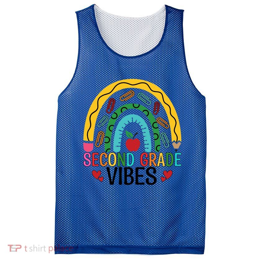 First Day Of 2Nd Grade Team Second Grade Vibes Rainbow Gift Mesh Reversible Basketball Jersey Tank
