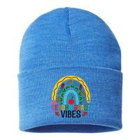 First Day Of 2Nd Grade Team Second Grade Vibes Rainbow Gift Sustainable Knit Beanie
