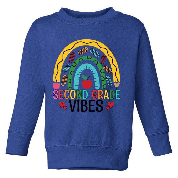 First Day Of 2Nd Grade Team Second Grade Vibes Rainbow Gift Toddler Sweatshirt