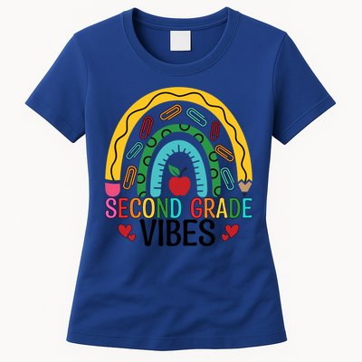 First Day Of 2Nd Grade Team Second Grade Vibes Rainbow Gift Womens T-Shirt