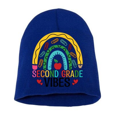 First Day Of 2Nd Grade Team Second Grade Vibes Rainbow Gift Short Acrylic Beanie