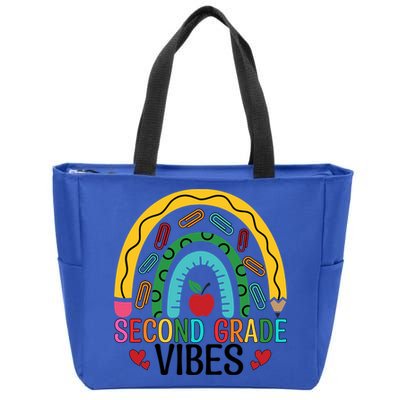 First Day Of 2Nd Grade Team Second Grade Vibes Rainbow Gift Zip Tote Bag