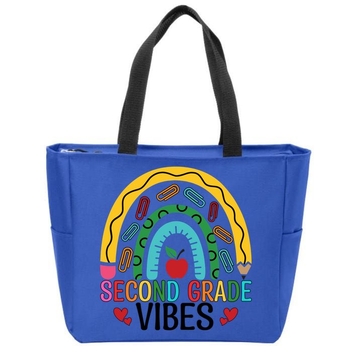 First Day Of 2Nd Grade Team Second Grade Vibes Rainbow Gift Zip Tote Bag
