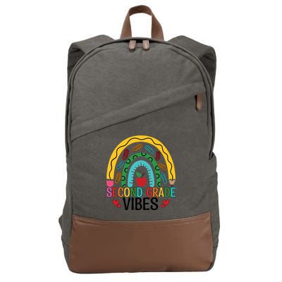 First Day Of 2Nd Grade Team Second Grade Vibes Rainbow Gift Cotton Canvas Backpack