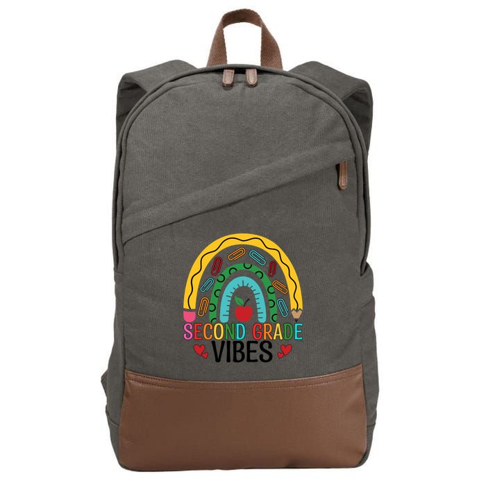 First Day Of 2Nd Grade Team Second Grade Vibes Rainbow Gift Cotton Canvas Backpack