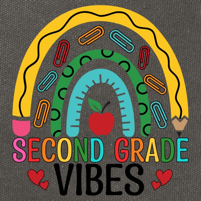 First Day Of 2Nd Grade Team Second Grade Vibes Rainbow Gift Cotton Canvas Backpack