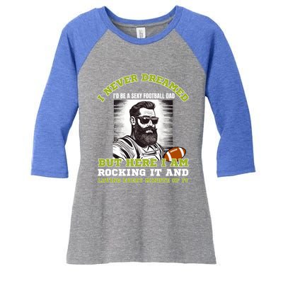 Football Dad Of American Football Player Son For Fathers Day Gift Women's Tri-Blend 3/4-Sleeve Raglan Shirt