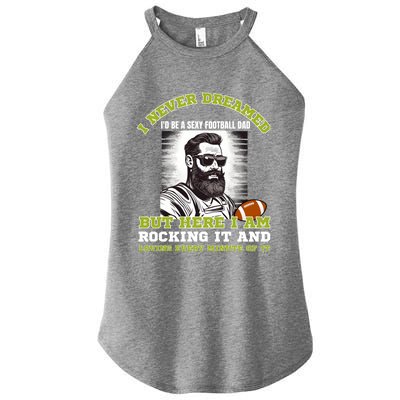 Football Dad Of American Football Player Son For Fathers Day Gift Women's Perfect Tri Rocker Tank