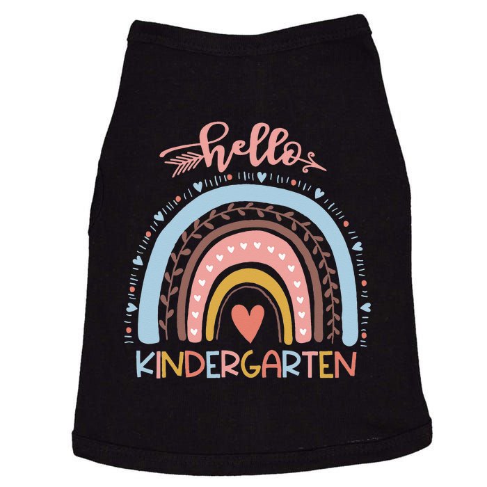 First Day Of School Hello Kindergarten Teacher Rainbow Kids Doggie Tank