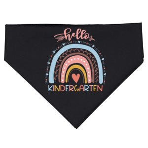 First Day Of School Hello Kindergarten Teacher Rainbow Kids USA-Made Doggie Bandana