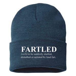 Fartled Definition Of A Fart Funny Sustainable Knit Beanie