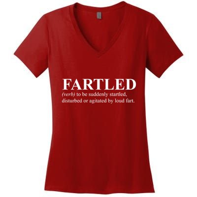 Fartled Definition Of A Fart Funny Women's V-Neck T-Shirt