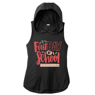 First Day Of School Cute Education Ladies PosiCharge Tri-Blend Wicking Draft Hoodie Tank