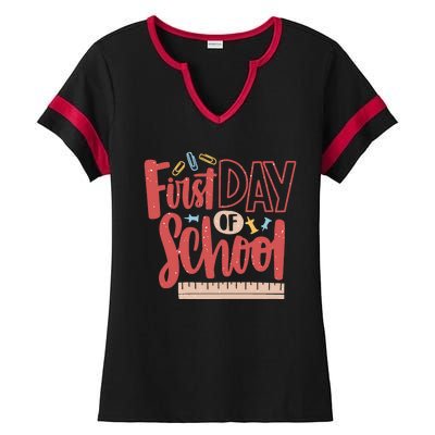 First Day Of School Cute Education Ladies Halftime Notch Neck Tee