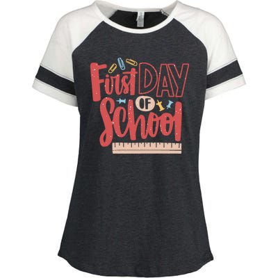 First Day Of School Cute Education Enza Ladies Jersey Colorblock Tee