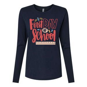 First Day Of School Cute Education Womens Cotton Relaxed Long Sleeve T-Shirt