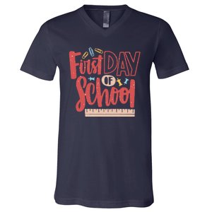 First Day Of School Cute Education V-Neck T-Shirt