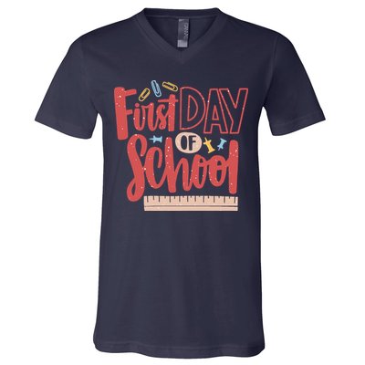 First Day Of School Cute Education V-Neck T-Shirt