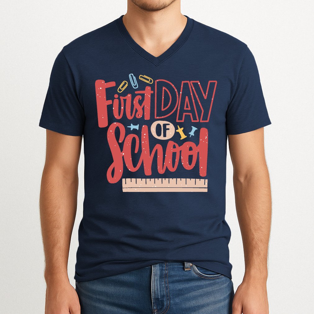 First Day Of School Cute Education V-Neck T-Shirt