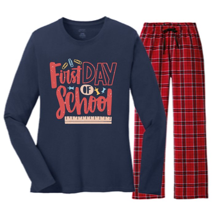 First Day Of School Cute Education Women's Long Sleeve Flannel Pajama Set 