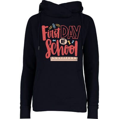 First Day Of School Cute Education Womens Funnel Neck Pullover Hood