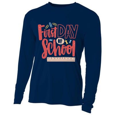 First Day Of School Cute Education Cooling Performance Long Sleeve Crew